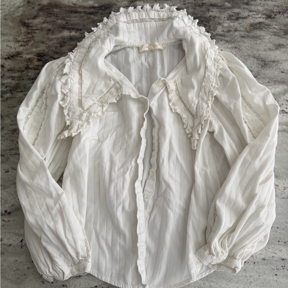 Loveshackfancy collared blouse XS